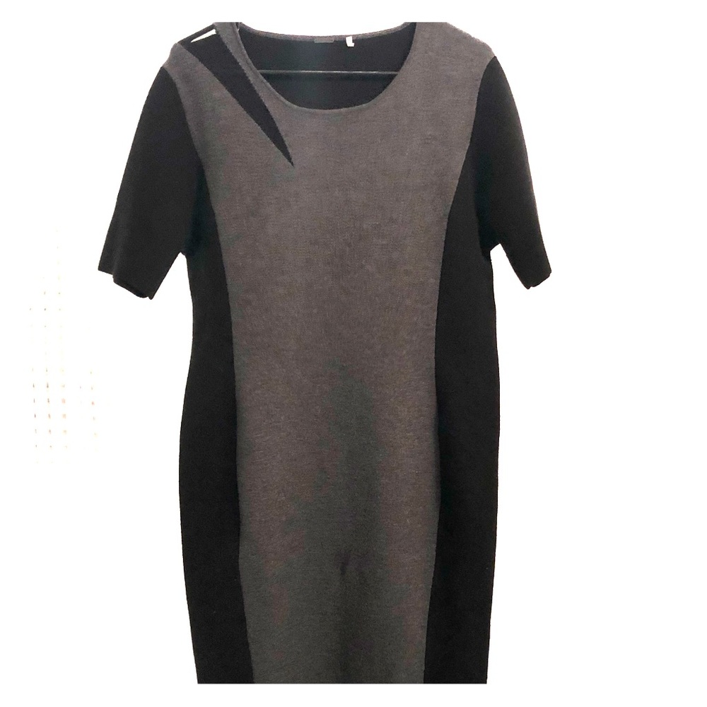 **SOLD** ELIE TAHARI SWEATER-DRESS CHARCOAL/MELANGE